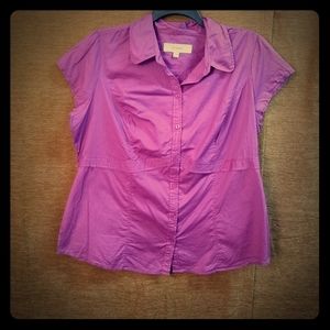 Short-sleeved Button-down Purple shirt